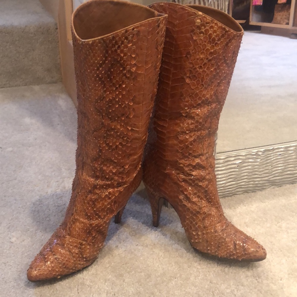 BIONDINI VINTAGE 80s SNAKE SKIN BOOTS…RARE!